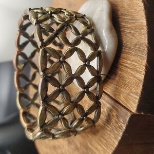 B2634‎ bronze over the wall lattice bracelet viking brutalist